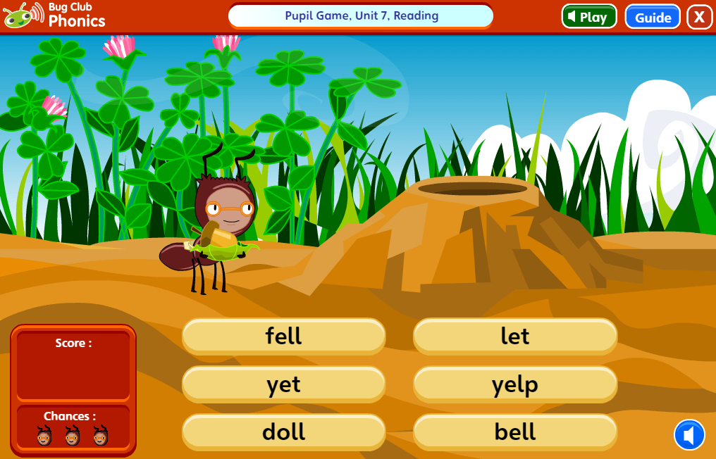 Computer screen showing various words