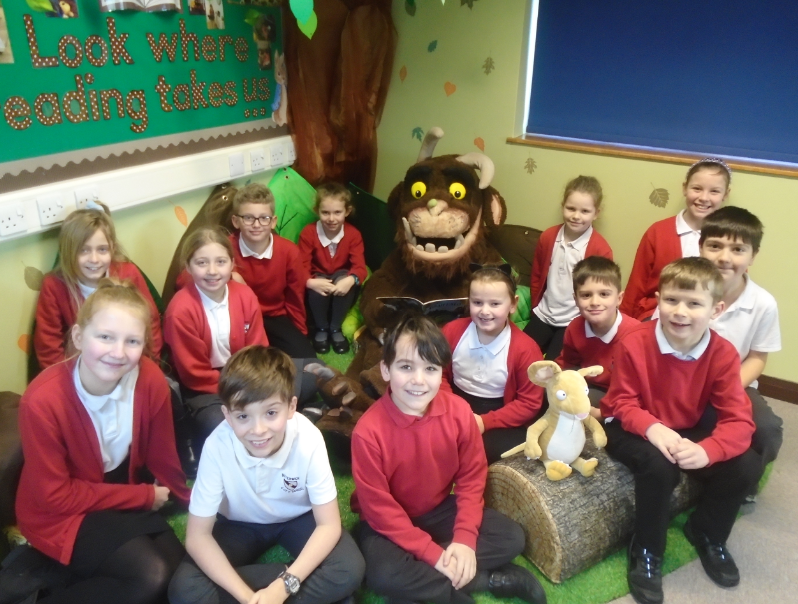 Children with the Gruffalo in the Library
