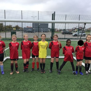 Ten girls taking part in the Girls Football Development Day